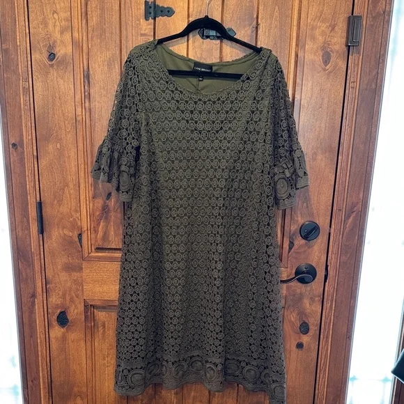 Lane Bryant Forest Green Lace Midi Dress - Picture 1 of 8